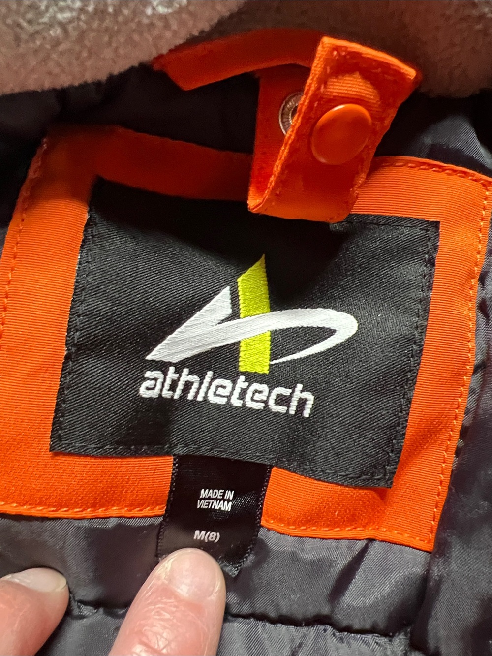 Athletech Orange and Gray Colorblock Hooded Puffer Jacket - Picture 2 of 4